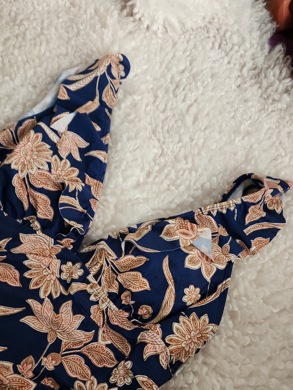 Cupshe 1 Piece Navy Patterned Suit. Size Large. NWT - Picture 2 of 7